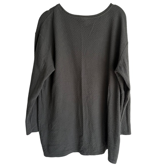 PURE JILL Charcoal Gray Quilted Cozy Casual Ladies Long Sleeve Pullover, L - Picture 2 of 5